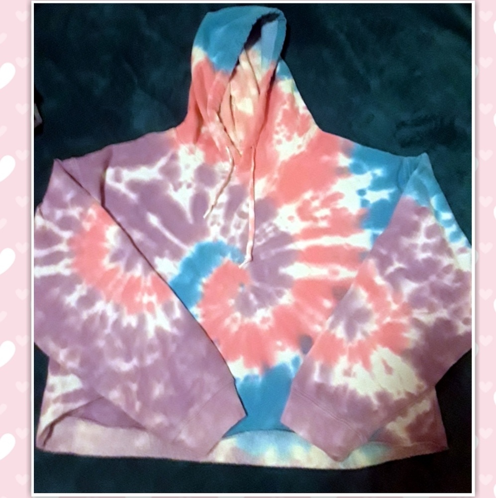 ❤Pastel Tie Dye Crop Hoodie Size L❤